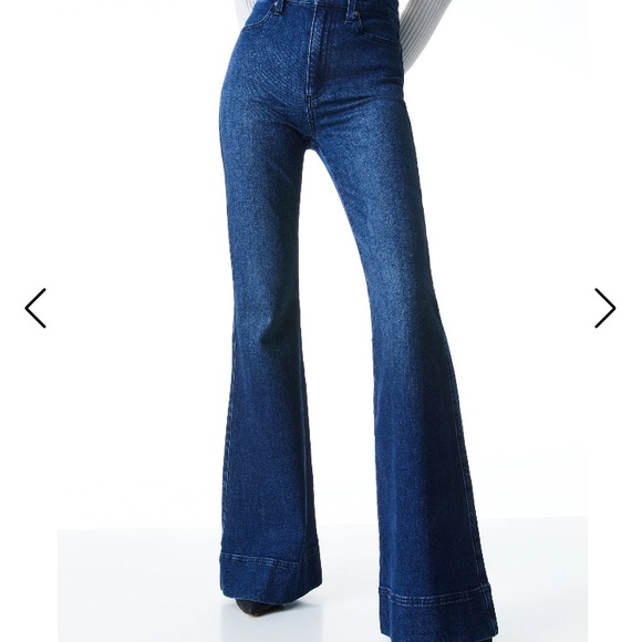 Alice n Olivia NWT YOUR BEAUTIFUL HIGH WAIST FLARE LEG BADAZZ JEANS size 32 - Picture 1 of 9